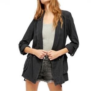 Free People Charly blazer in midnight black size extra small